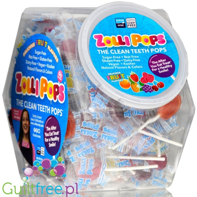 Zollipops ® lizaki bez cukru z ksylitolem i stewią display 150 lizaków w 6 smakach
