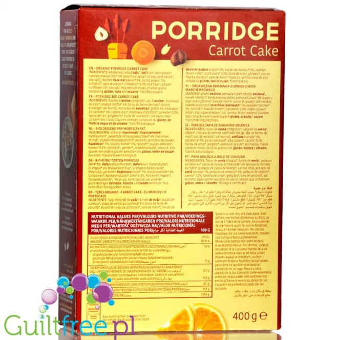Turtle Porridge Carrot Cake - no added sugar organic porridge