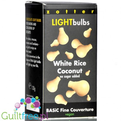 Zotter LightBulbs White Coconut - żarówki z  wegańskiej białej czekolady bez cukru 