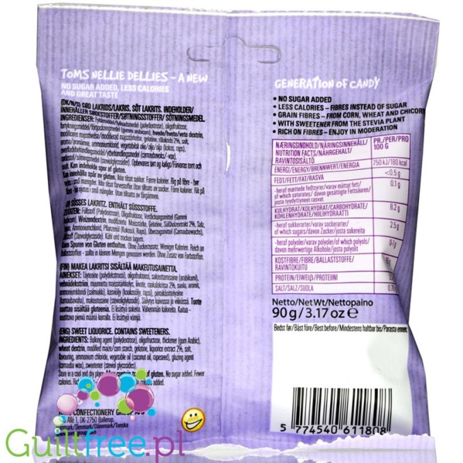 Nellie Dellies Sweet Liquorice - sweet, sugar free licorice with stevia