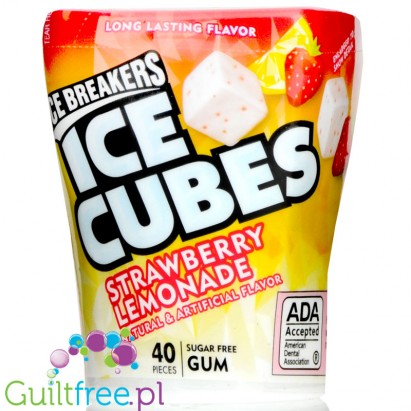 Ice Breakers Ice Cubes Strawberry Lemonade, guma do żucia bez cukru, Lemoniada Truskawkowa
