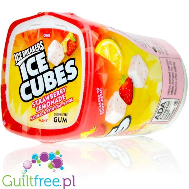 Ice Breakers Ice Cubes Strawberry Lemonade, guma do żucia bez cukru, Lemoniada Truskawkowa