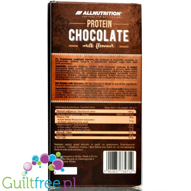 AllNutrition Protein Chocolate (90g) Dark Chocolate with Vanilla filling