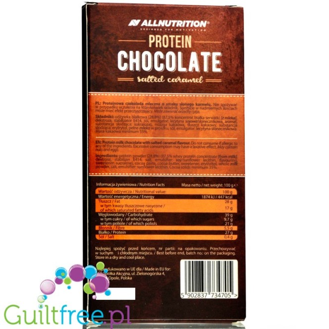 AllNutrition Protein Chocolate (90g) Milk Chocolate Salted Caramel