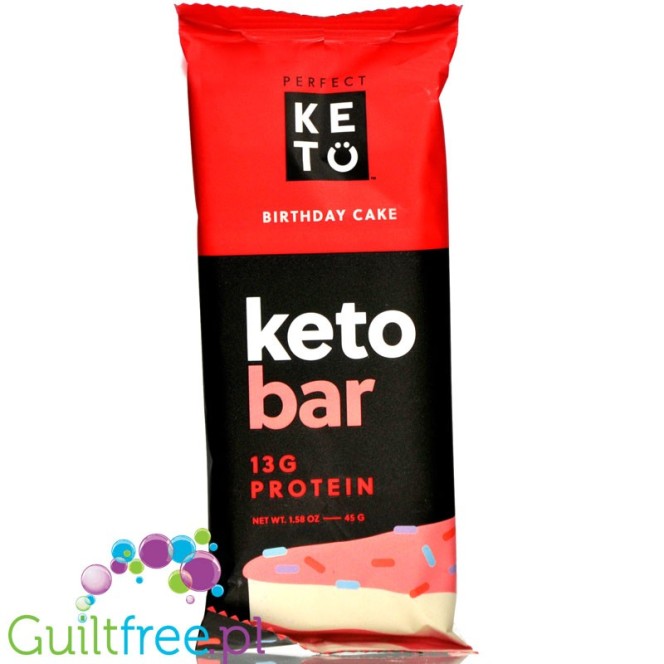 Perfect Keto Bar, Birthday Cake - organiczny keto baton ze stewią i MCT