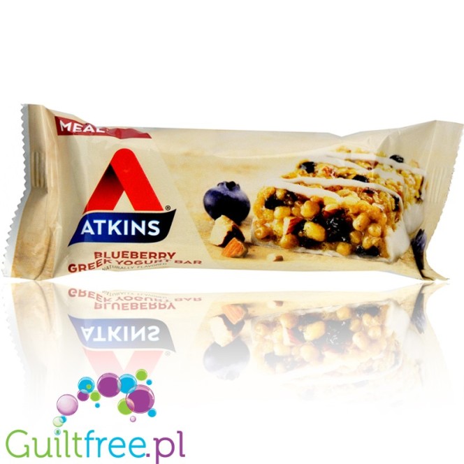 Atkins Meal Blueberry Greek Yogurt Bar protein bar without maltitol, box of 5 bars