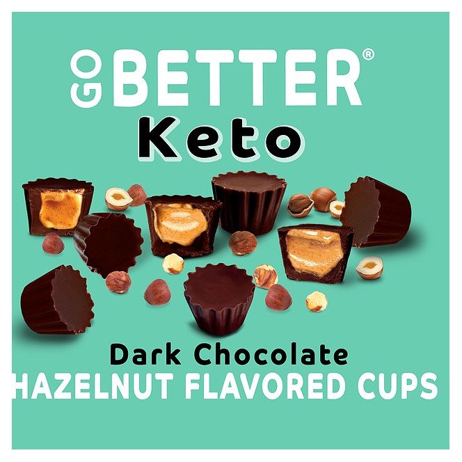 Go Better Keto Cups, Dark Chocolate Hazelnut - wegańskie, organiczne keto miseczki z gorzkiej czekolady z masłem laskowym