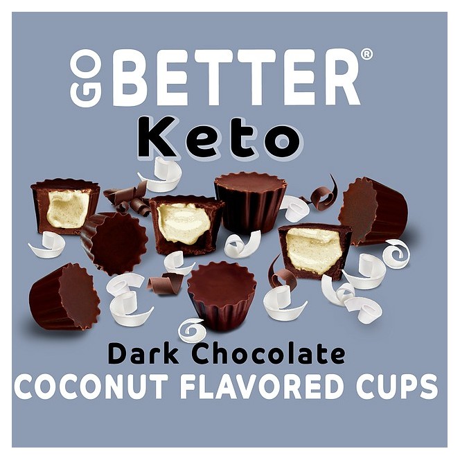 Go Better Keto Cups, Dark Chocolate Coconut Flavored