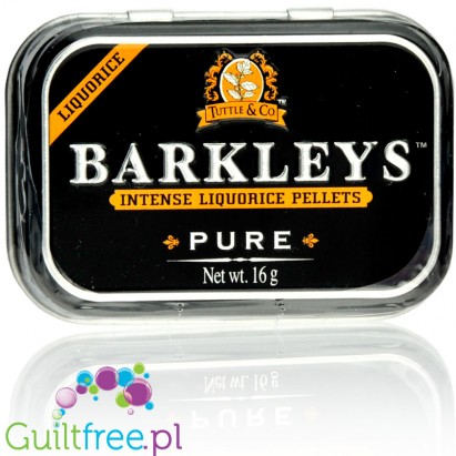 Barkleys Liquorice Pure - cukierki lukrecjowe bez cukru w ozdobnej puszce