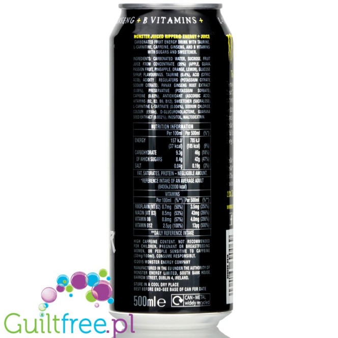 Monster Energy Ripper Juiced 500ml, sugar reduced Irish version