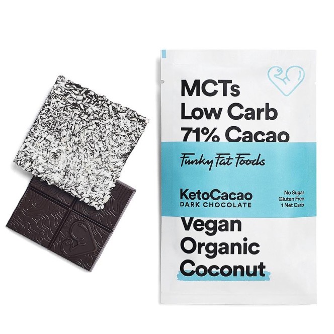 Funky Fat Foods KetoCacao Coconut - keto chocolate with MCT, dark & coconut