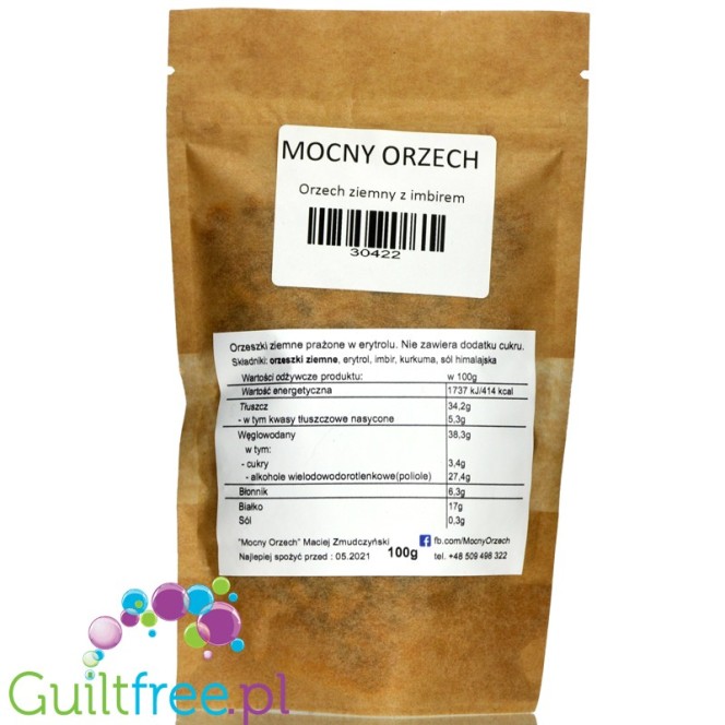 Mocny Orzech - peanuts with ginger, sweetened with erythritol