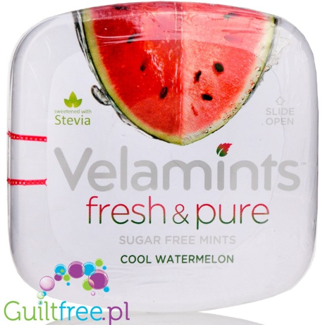 Velamints Stevia Fresh & Pure, Cool Watermelon, drażetki mętowe bez cukru
