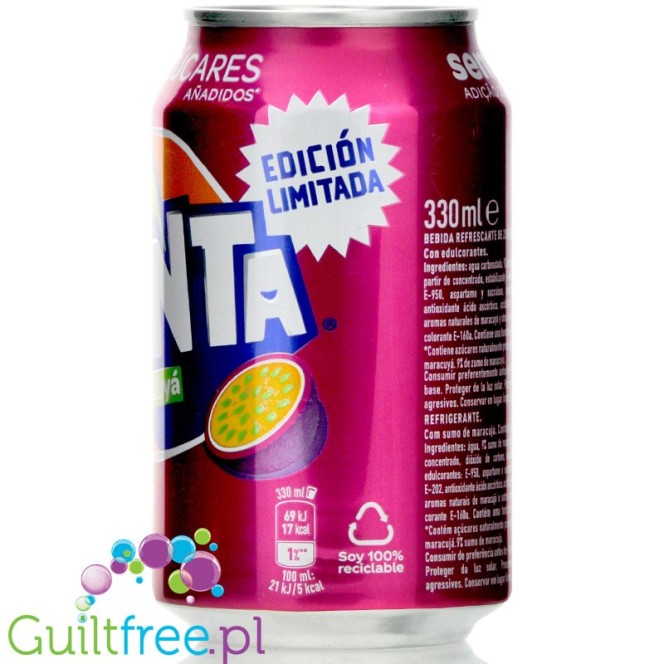 Fanta Passionfruit Zero no added sugar 4kcal, can