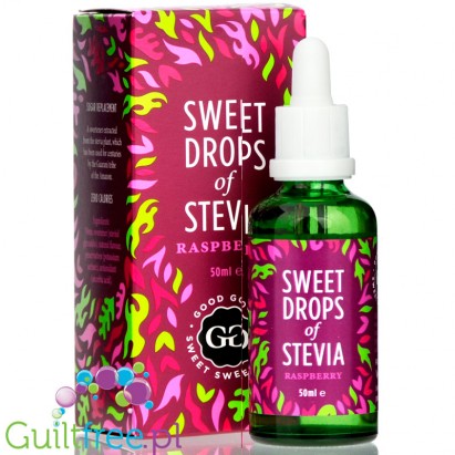 Good Good Sweet Drops of Stevia Raspberry, naturalny aromat ze stewią, Malina