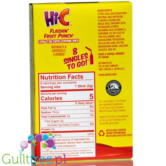Hi-C Flashin’ Fruit Punch Singles To Go 0.61oz (17.2g), sugar free instant sachets