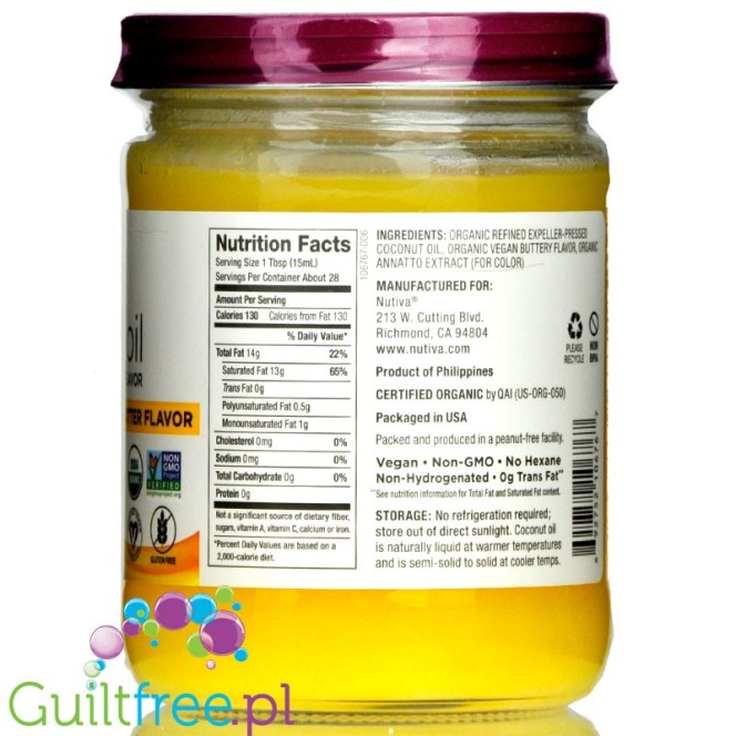 Nutiva Coconut Oil, Organic, Buttery Flavor - ghee, avocado oil & coconut oil high MCT organic formula