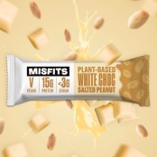 MisFits Plant White Chocolate Peanut - wegański baton proteinowy ze stewią i ksylitolem