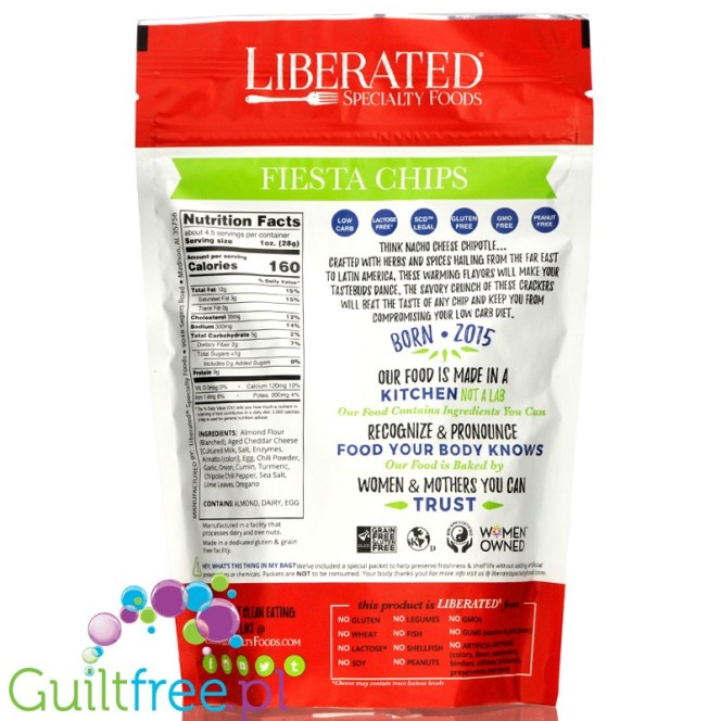 Liberated Specialty Foods Low Carb, Grain Free Crackers, Fiesta 4.5 oz