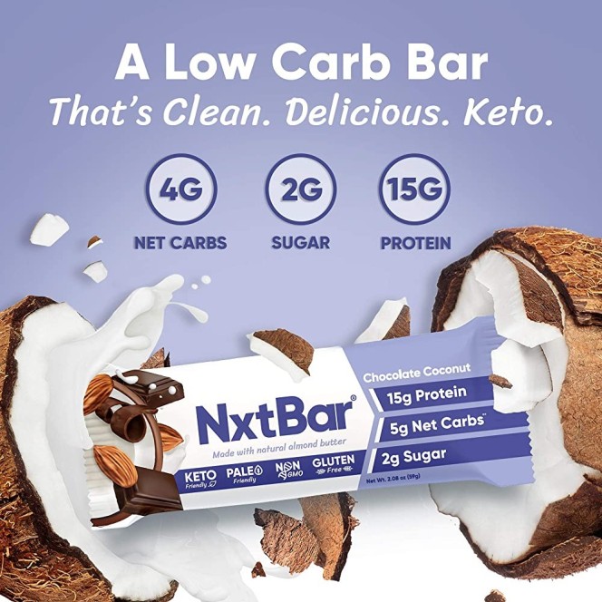 Nxt Bar Protein Bar, Chocolate Coconut vegan paleo keto bar