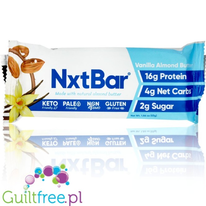 Nxt Bar Protein Bar, Vanilla Almond vegan paleo keto bar