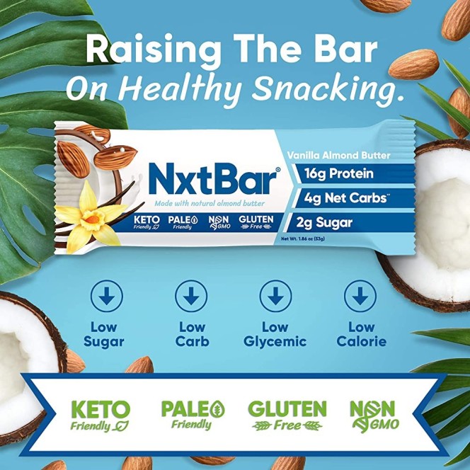 Nxt Bar Protein Bar, Vanilla Almond - wegański paleo keto baton