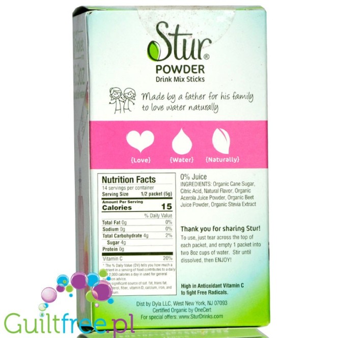 Stur Stevia Sweetened Powder Drink Mix, Raspberry Lemonade