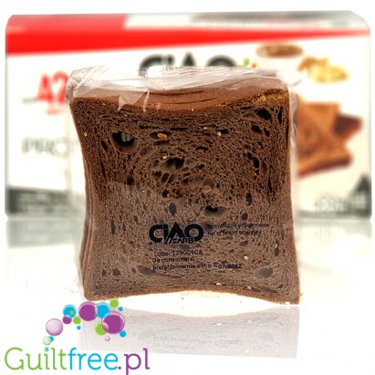 Ciao Carb Crisp cocoa toast with a low glycemic index, contain sweetener