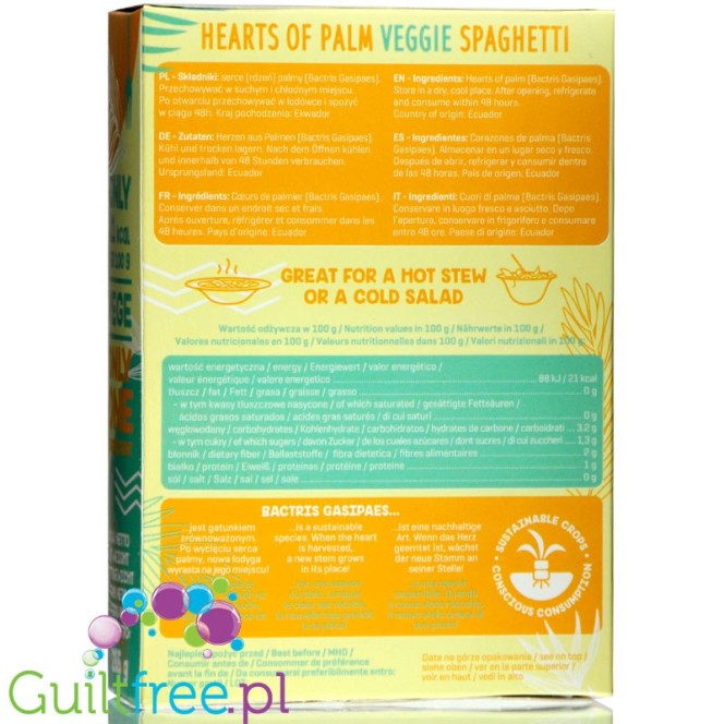 DIET FOOD palm heart pasta 21kcal, Spaghetti, 400g can
