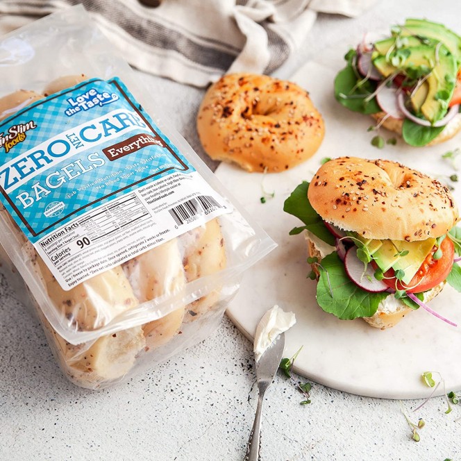 ThinSlim Foods Love the Taste Zero Carb Bagels, Everything Spice 12 oz. (6 Bagels)