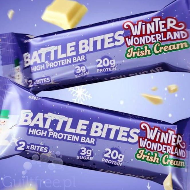 Battle Bites Winter Wonderland Irish Cream protein bar, winter 2020 limited edition