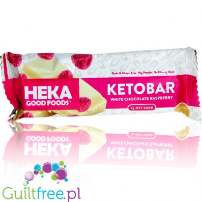 Heka Good Foods Keto Bar, White Chocolate Raspberry ketogenic bar sweetened with allulose & erythritol