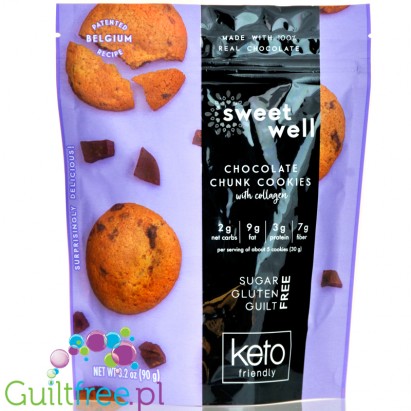 Sweetwell Keto Friendly Cookies, Chocolate Chunk w/Collagen 3.2 oz