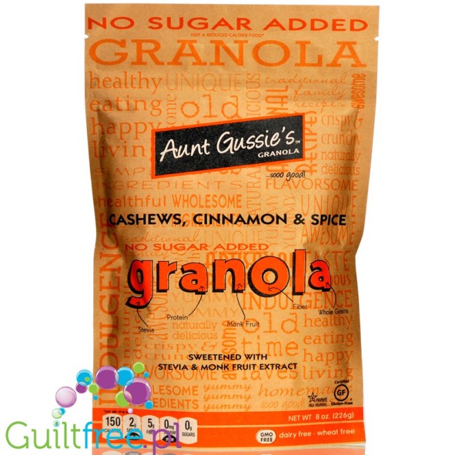 Aunt Gussie's No Sugar Added Granola, Cashews, Cinnamon & Spice 8 oz
