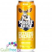 Muscle Moose Juice Tropical, berry flavor carbonated energy drink with BCAA and B vitamins with sweeteners - Low-calorie