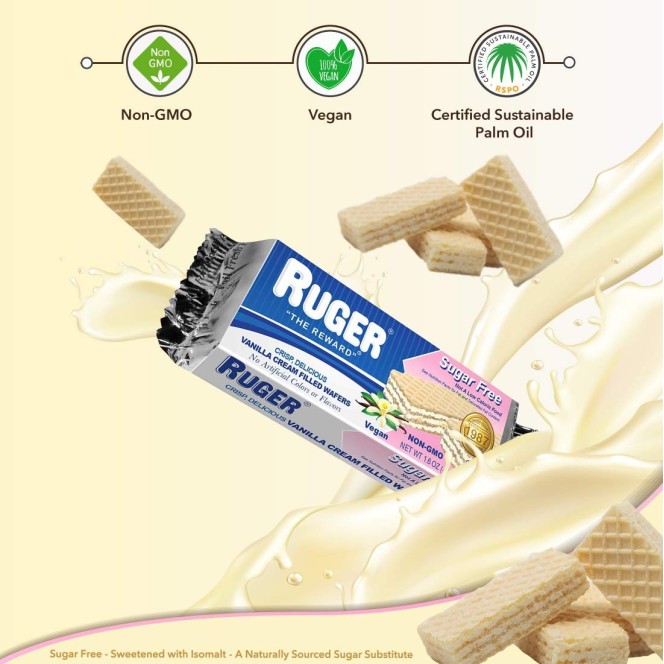 Ruger Sugar Free Cream Filled Wafers, Vanilla
