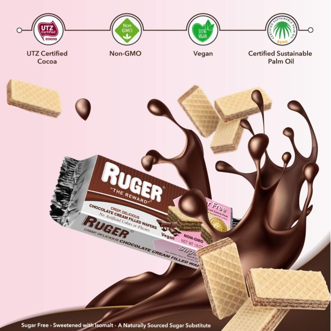 Ruger  Sugar Free Cream Filled Wafers, Chocolate