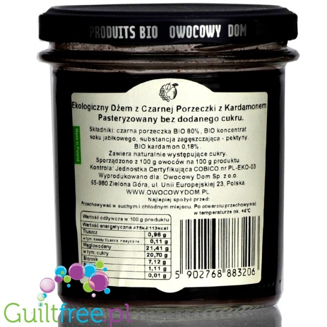 House of Fruits, Black Currant & Cardamom, no added sugar fruit spread with stevia