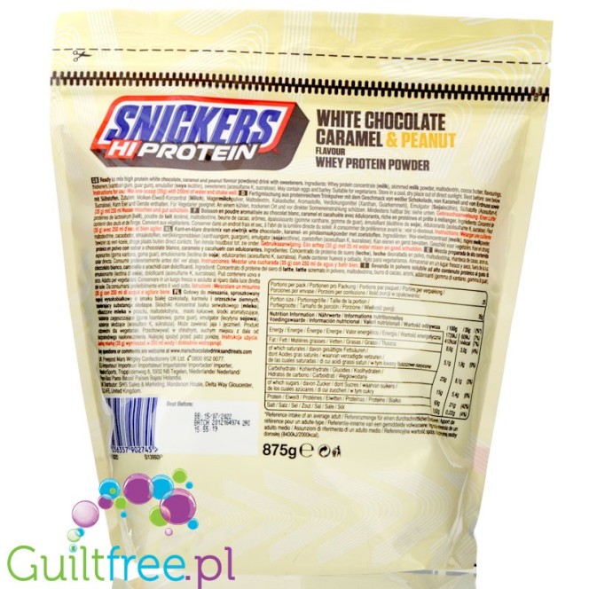 Snickers Hi-Protein Whey Protein Powder Chocolate, Caramel & Peanut(875g)