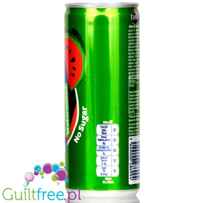 Fanta Watermelon No Sugar 250ml  - sugar & calorie free raspberry Spanish Fanta