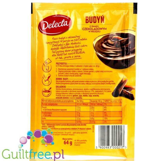 Delecta sugar free chocolate pudding without sweeteners