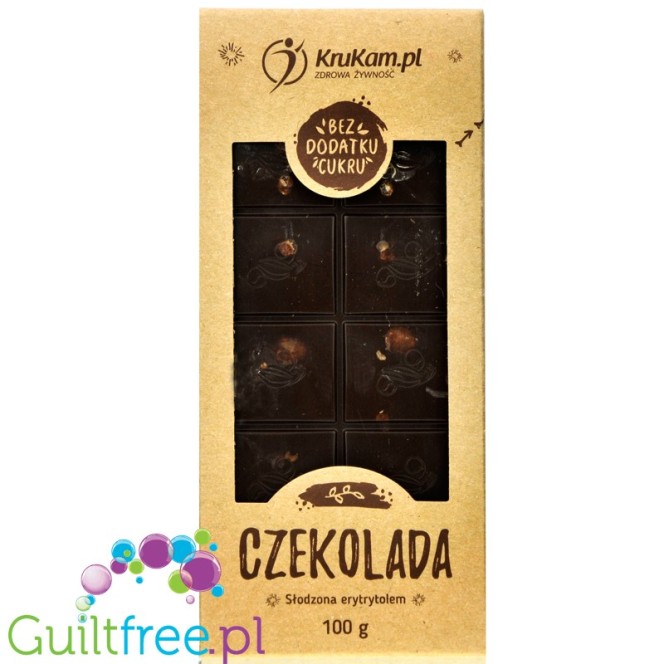 Krukam Handcrafted Milk Chocolate & Hazelnuts - sugar free dark chocolate without lecithin with coconut paste
