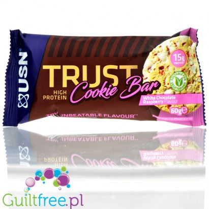USN Trust Protein Cookie Bar White Chocolate Raspberry15g protein no sweeteners