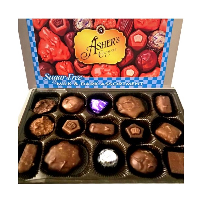 Asher's Chocolates Sugar Free Candy, Milk & Dark Chocolate Assortment
