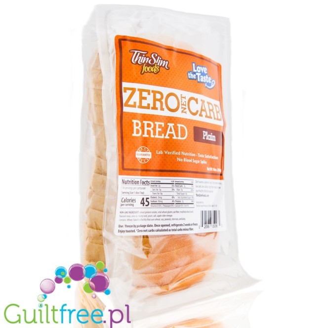 ThinSlim Foods Love the Taste Zero Carb Bread, Plain keto bread without carbohydrates 45kcal