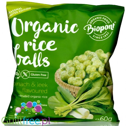 Biopont extruded rice crisps, Spinach & Leek