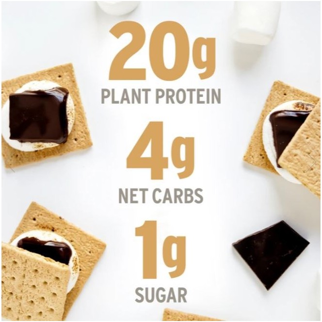 No Cow S'mores vegan keto protein bar with stevia, monk fruit and erythritol