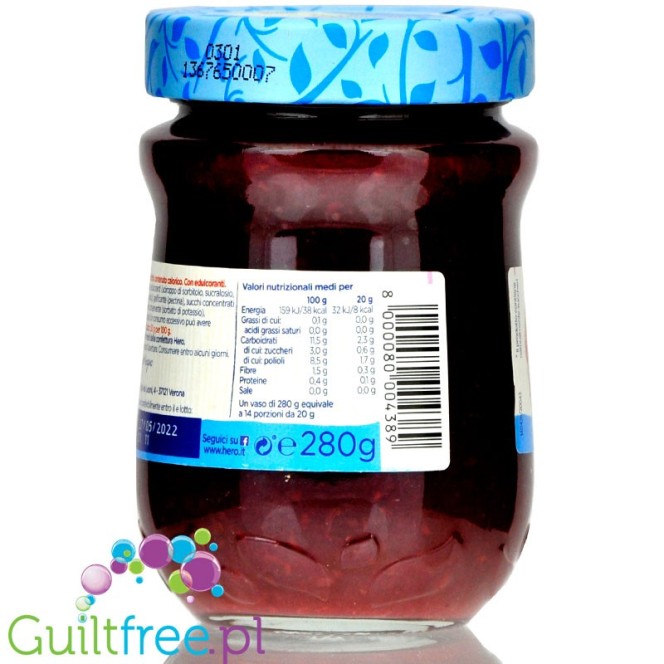 Hero Light Raspberry - low calorie sugar free fruit spread