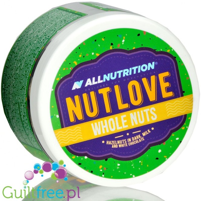 NutLove WholeNuts - Hazelnuts in mixed white, milk & dark sugar free chocolate