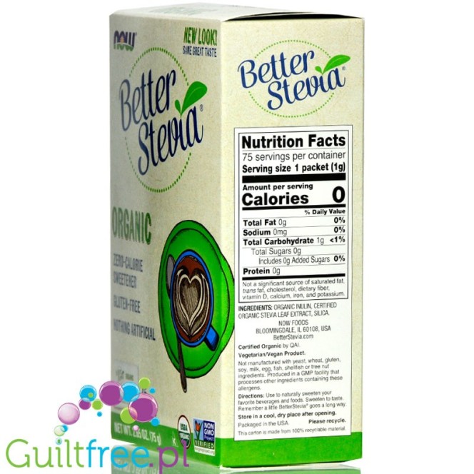 Better Stevia Zero Calorie Sweetener Packets, Organic